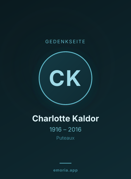 Gedenkportrait von Charlotte Kaldor