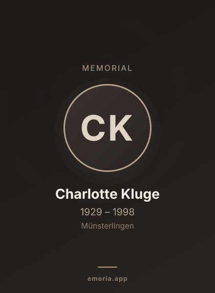 Memorial portrait of Charlotte Kluge