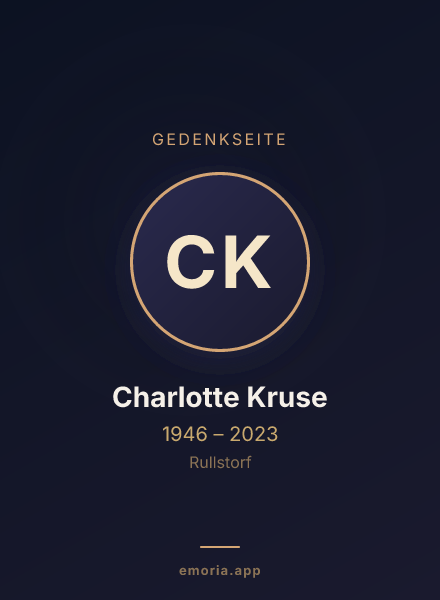Gedenkportrait von Charlotte Kruse