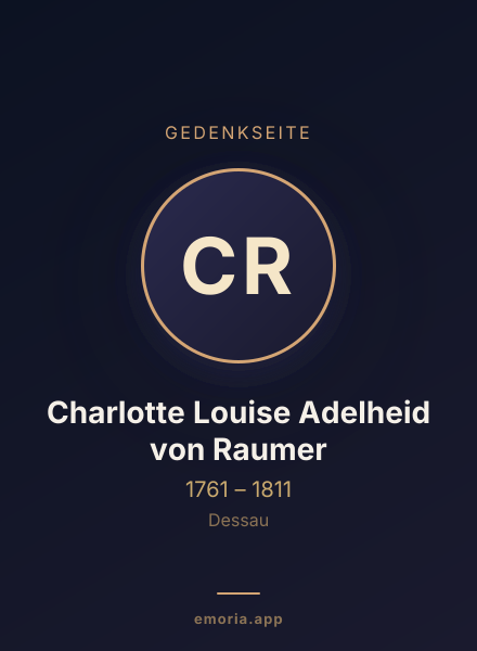 Gedenkportrait von Charlotte Louise Adelheid von Raumer