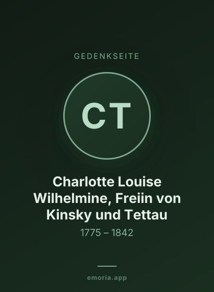 Gedenkportrait von Charlotte Louise Wilhelmine, Freiin von Kinsky und Tettau