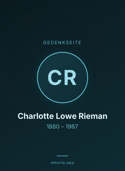 Gedenkportrait von Charlotte Lowe Rieman