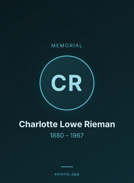 Memorial portrait of Charlotte Lowe Rieman