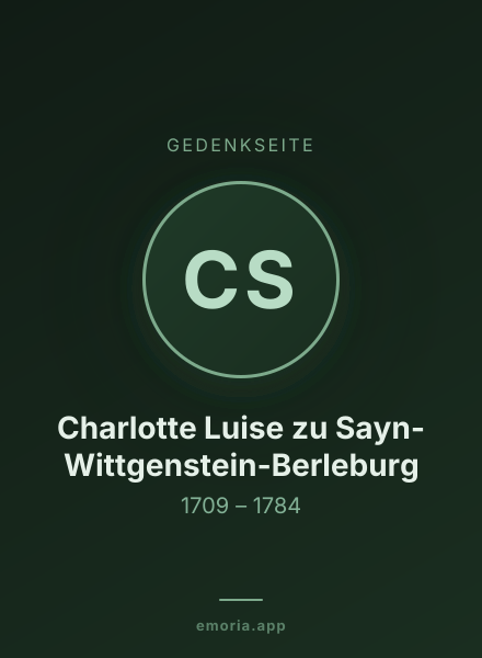 Gedenkportrait von Charlotte Luise zu Sayn-Wittgenstein-Berleburg