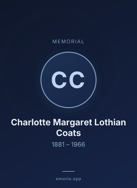 Memorial portrait of Charlotte Margaret Lothian Coats