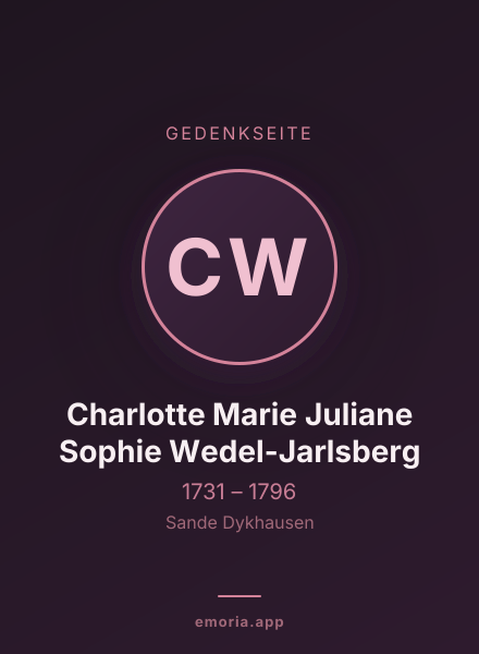 Gedenkportrait von Charlotte Marie Juliane Sophie Wedel-Jarlsberg