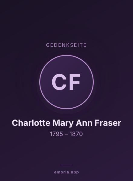 Gedenkportrait von Charlotte Mary Ann Fraser