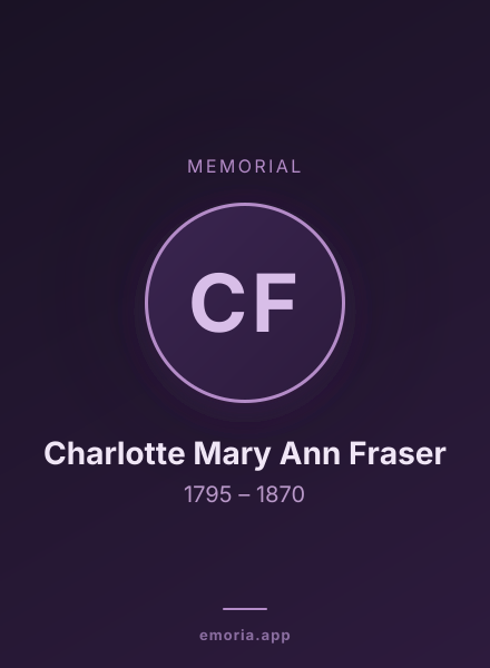 Memorial portrait of Charlotte Mary Ann Fraser