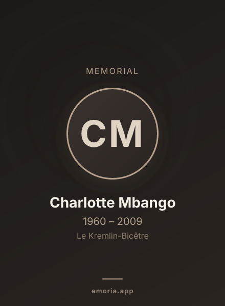 Memorial portrait of Charlotte Mbango