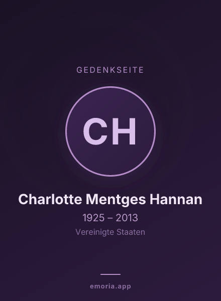 Gedenkportrait von Charlotte Mentges Hannan