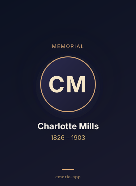 Memorial portrait of Charlotte Mills