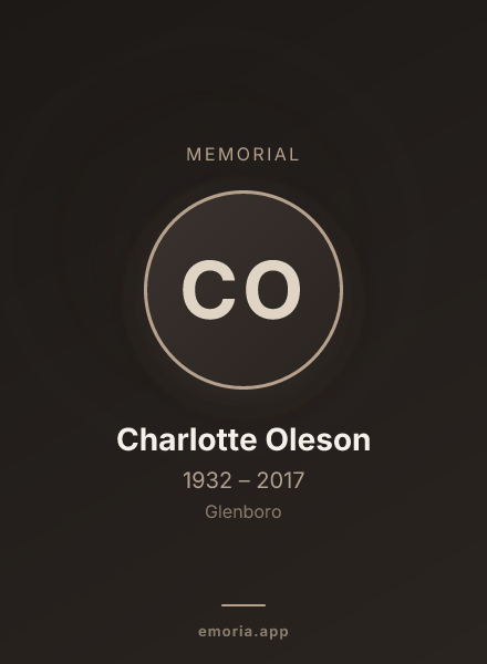 Memorial portrait of Charlotte Oleson