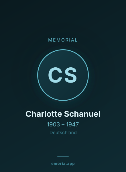 Memorial portrait of Charlotte Schanuel