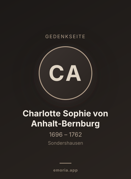 Gedenkportrait von Charlotte Sophie von Anhalt-Bernburg