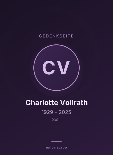 Gedenkportrait von Charlotte Vollrath