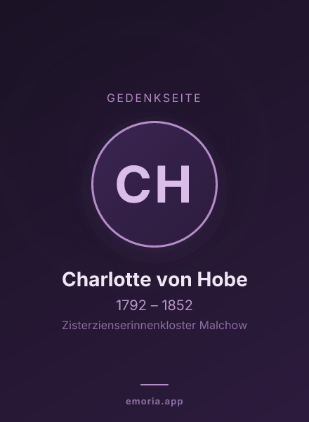 Gedenkportrait von Charlotte von Hobe