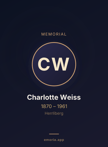 Memorial portrait of Charlotte Weiss