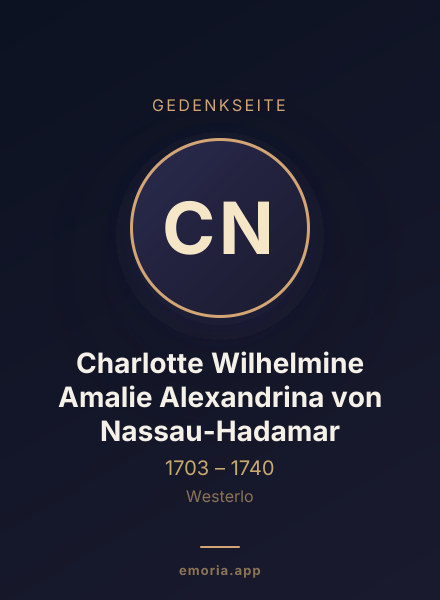 Gedenkportrait von Charlotte Wilhelmine Amalie Alexandrina von Nassau-Hadamar