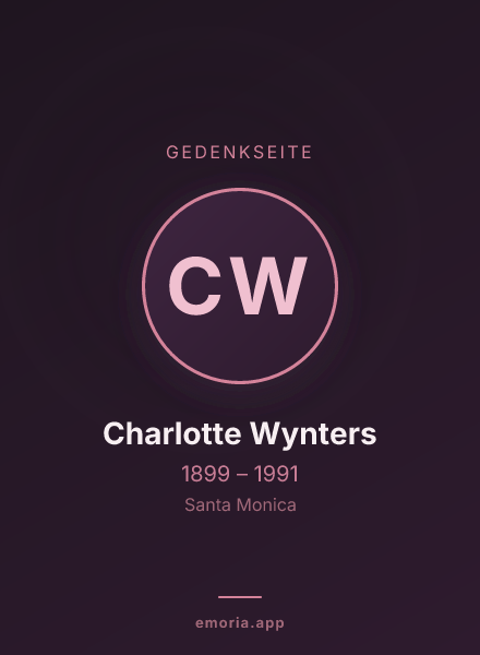 Gedenkportrait von Charlotte Wynters