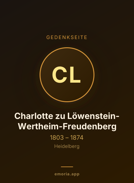 Gedenkportrait von Charlotte zu Löwenstein-Wertheim-Freudenberg