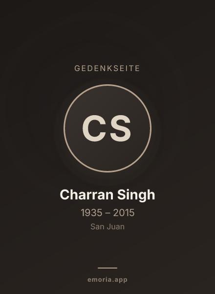 Gedenkportrait von Charran Singh