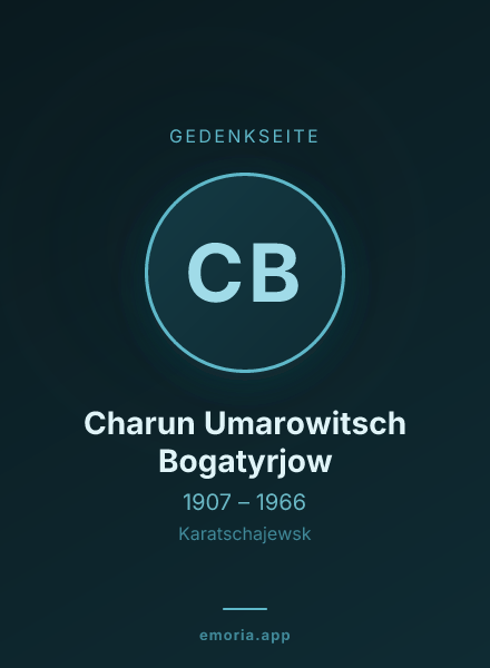 Gedenkportrait von Charun Umarowitsch Bogatyrjow