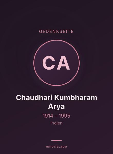 Gedenkportrait von Chaudhari Kumbharam Arya