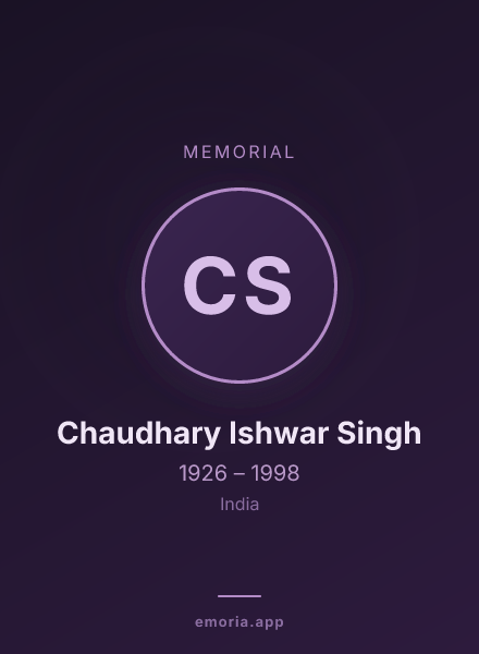 Memorial portrait of Chaudhary Ishwar Singh