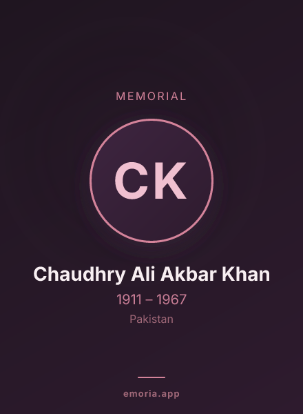 Memorial portrait of Chaudhry Ali Akbar Khan