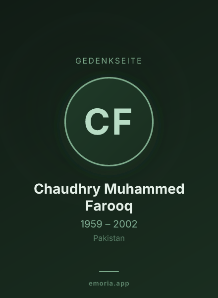 Gedenkportrait von Chaudhry Muhammed Farooq