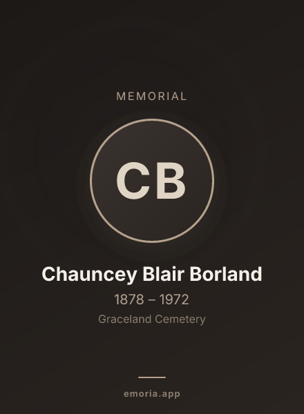 Memorial portrait of Chauncey Blair Borland