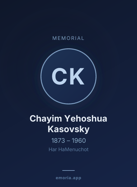 Memorial portrait of Chayim Yehoshua Kasovsky