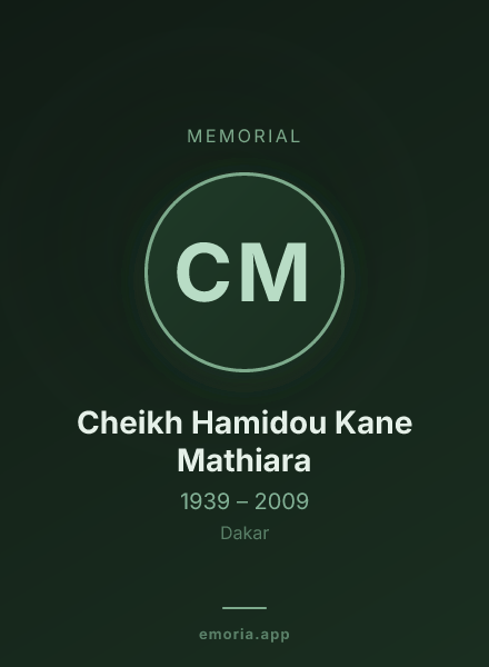 Memorial portrait of Cheikh Hamidou Kane Mathiara