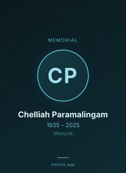 Memorial portrait of Chelliah Paramalingam
