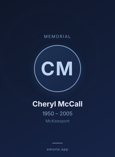 Memorial portrait of Cheryl McCall