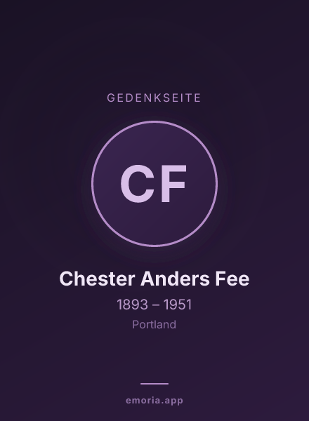 Gedenkportrait von Chester Anders Fee