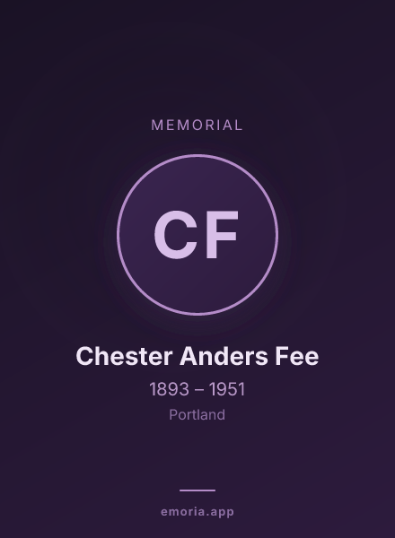 Memorial portrait of Chester Anders Fee