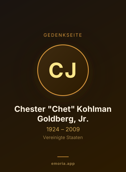 Gedenkportrait von Chester "Chet" Kohlman Goldberg, Jr.