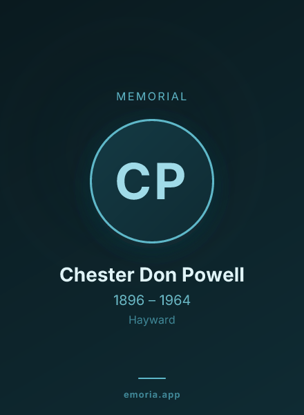 Memorial portrait of Chester Don Powell