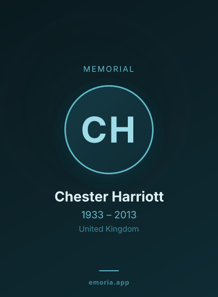 Memorial portrait of Chester Harriott