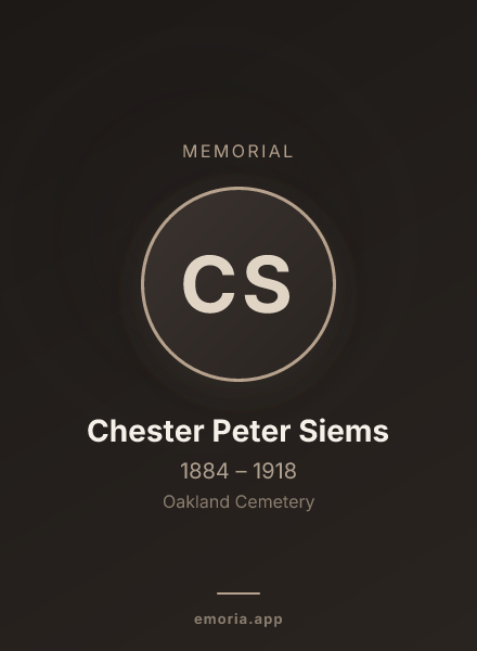 Memorial portrait of Chester Peter Siems