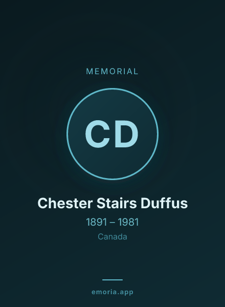 Memorial portrait of Chester Stairs Duffus