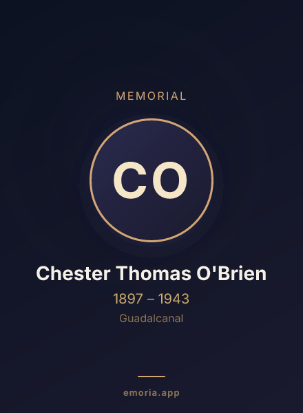 Memorial portrait of Chester Thomas O'Brien