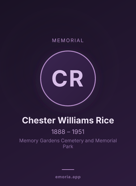 Memorial portrait of Chester Williams Rice