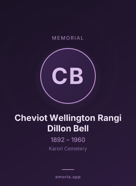 Memorial portrait of Cheviot Wellington Rangi Dillon Bell
