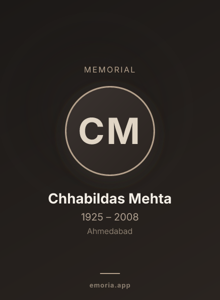Memorial portrait of Chhabildas Mehta