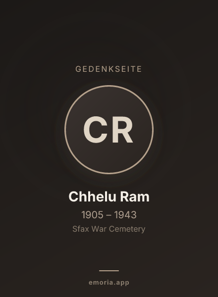 Gedenkportrait von Chhelu Ram