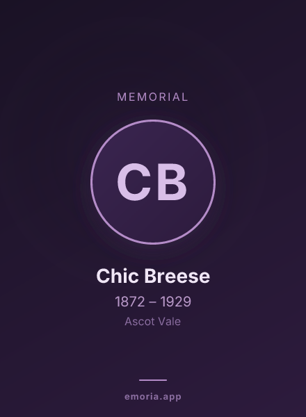 Memorial portrait of Chic Breese