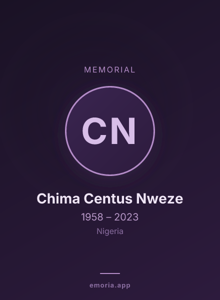 Memorial portrait of Chima Centus Nweze
