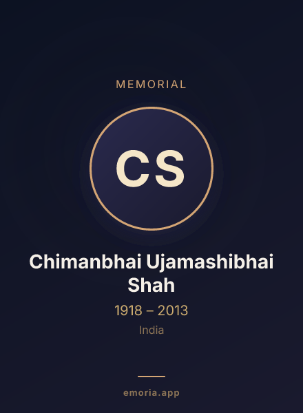 Memorial portrait of Chimanbhai Ujamashibhai Shah